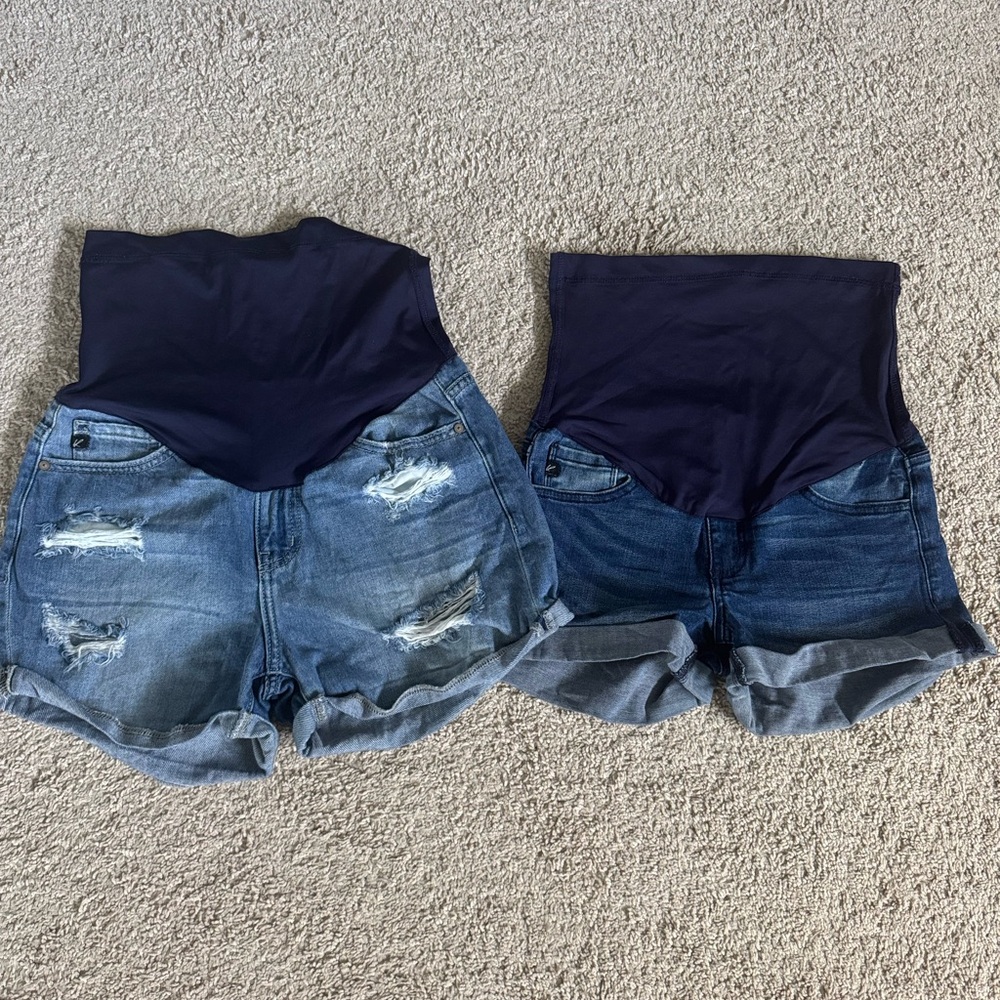 Pink Blush Denim Maternity Shorts